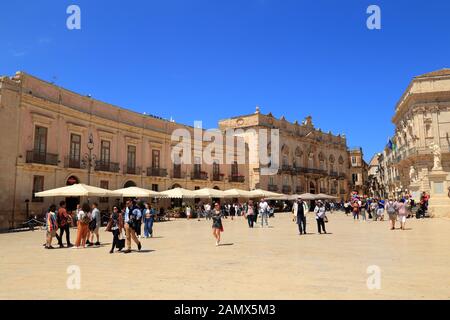 Palazzo Arezzo Della Targia, Piazza del Duomo, Ortigia Stockfoto