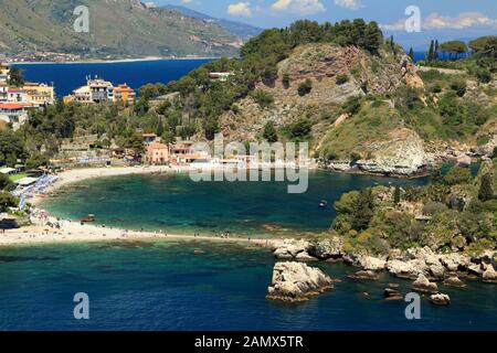 Insel Isola Bella, Taormina, Sizilien Stockfoto