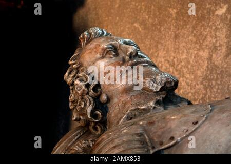 Sir John Needham Monument, St. Martin's Church, Litchborough, Northamptonshire, England, Großbritannien Stockfoto