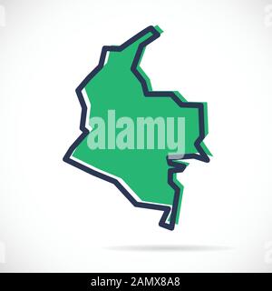 Stilisierte, einfache Karte mit Umrisse von Kolumbien Stock Vektor