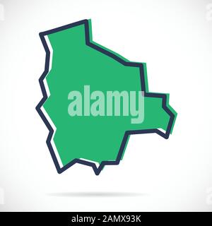 Stilisierte, einfache Karte mit Umrissen Boliviens Stock Vektor