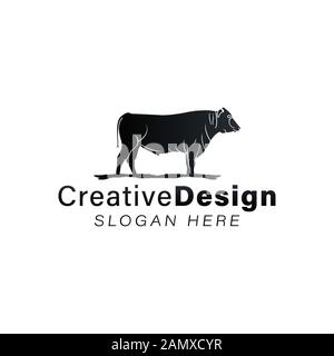 Ideen Für Stier-/Kuh-/Angus-/Rinderlogo. Inspiration Logo Design. Darstellung Des Vektor-Vorlagenbildes. Isoliert Auf Weißem Hintergrund Stock Vektor