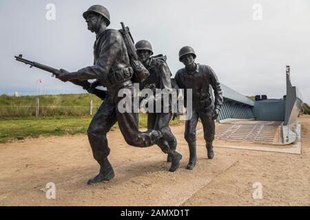 Higgins Boat Monument, Utah Beach, Normandie, Frankreich Stockfoto