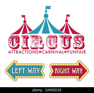 Karneval und Funfair, Zirkus-isolierte Ikone, großes Top-Zelt Stock Vektor