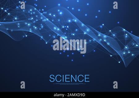 Wissenschaftliche Molekül Hintergrund für Medizin, Wissenschaft, Technologie, Chemie. Wissenschaft Vorlage Tapeten oder Banner mit einem DNA-Moleküle. Dynamische Welle Stock Vektor
