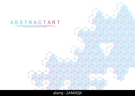 Sechsecke abstrakt Hintergrund mit geometrischen Formen. Wissenschaft, Technologie und medizinische Konzept. Futuristischer Hintergrund in den Bereichen Wissenschaft Stil. Grafik hex Stock Vektor