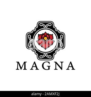 Beauty ornament und Rose. Boutique Logo Ideen. Inspiration Logo Design. Darstellung Des Vektor-Vorlagenbildes. Isoliert Auf Weißem Hintergrund Stock Vektor