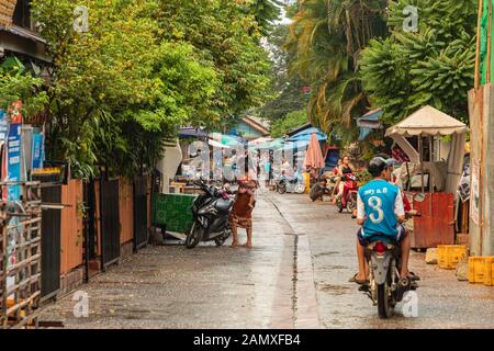 Obst und Gemüse auf einem Markt, Laos Stockfoto