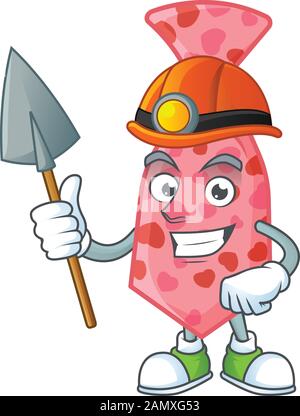 Cool clever Miner rosa Liebe binden Cartoon Character Design Stock Vektor