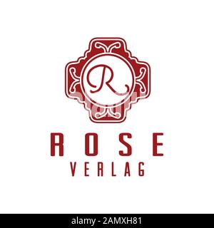 Anfangsbuchstabe r. Vintage Element für Boutique-Logo-Ideen. Inspiration Logo Design. Darstellung Des Vektor-Vorlagenbildes. Isoliert Auf Schwarzem Hintergrund Stock Vektor