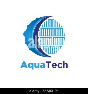 Aqua Tech, Octopus Logo Ideen. Inspiration Logo Design. Darstellung Des Vektor-Vorlagenbildes. Isoliert Auf Weißem Hintergrund Stock Vektor
