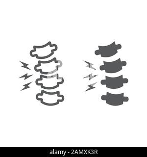 Rachiocampsis Linie und Glyphe Symbol, Medizin und Ausrüstung, Spinalverformungszeichen, Vektorgrafiken, ein lineares Muster auf weißem Hintergrund. Stock Vektor