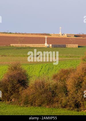 Britische Kriegsfriedhöfe Redan Ridge Nummer 1 und 2 auf dem Somme-Schlachtfeld  Stockfoto