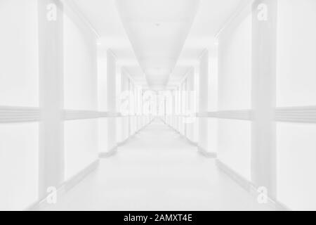 Weiß Unschärfe abstrakt Korridor weg Hintergrund aus Gebäude Flur für Design Stockfoto
