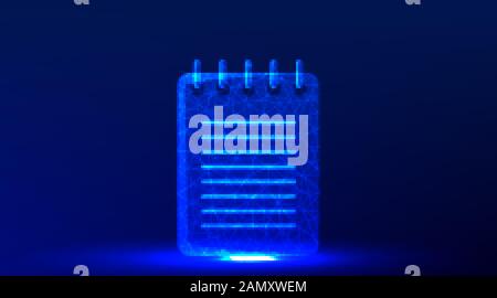 Symbol beachten. Abstraktes Design aus Drahtgittern mit niedrigem Poly. Von Punkt und Linie verbinden. Vektordarstellung auf blauem Hintergrund Stock Vektor