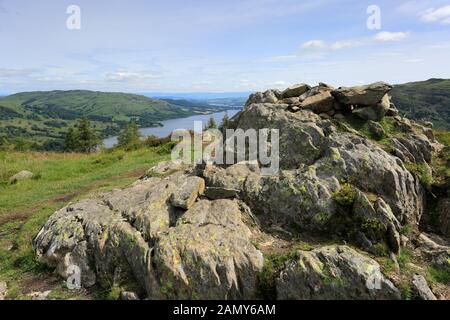 Summit Cairn on Glenridding Dodd Fell, Glenridding, Lake District National Park, Cumbria, England, UK Glenridding Dodd Fell ist einer der 214 Wainwrig Stockfoto