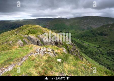 Blick auf High Hartsop Dodd Fell, Hartsop Village, Kirkstone Pass, Lake District National Park, Cumbria, England, UK High Hartsop Dodd Fell ist einer der Th Stockfoto