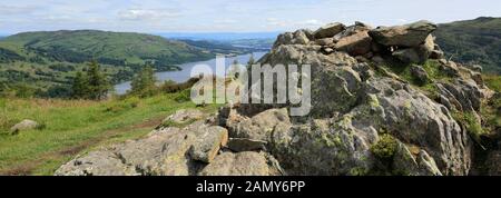 Summit Cairn on Glenridding Dodd Fell, Glenridding, Lake District National Park, Cumbria, England, UK Glenridding Dodd Fell ist einer der 214 Wainwrig Stockfoto