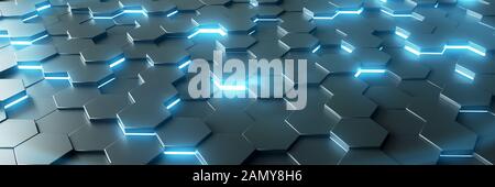 Digitale Zukunft Hexagon Hintergrund mit eindringende Licht - 3D-Rendering Stockfoto