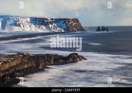 Island Vik, Winter in Island Stockfoto