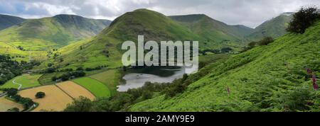 Die Hartsop Valley Fells, Hartsop Village, Kirkstone Pass, Patterdale, Lake District National Park, Cumbria, England Stockfoto