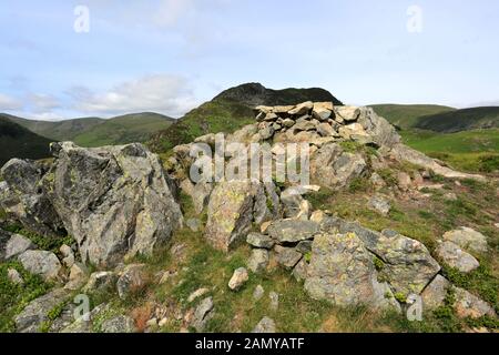 Summit Cairn on Glenridding Dodd Fell, Glenridding, Lake District National Park, Cumbria, England, UK Glenridding Dodd Fell ist einer der 214 Wainwrig Stockfoto