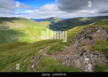 Blick auf High Hartsop Dodd Fell, Hartsop Village, Kirkstone Pass, Lake District National Park, Cumbria, England, UK High Hartsop Dodd Fell ist einer der Th Stockfoto