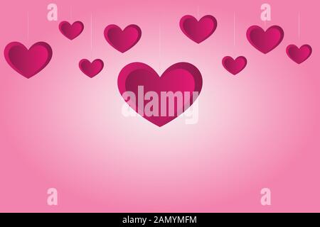 Valentinstag Hintergrund mit rosafarbenen Herzen, valentine Hearts Banner mit Kopieraum für Text Stock Vektor
