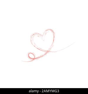 Herz in durchgehenden Zeichnungslinien in flacher Form in durchgehenden Zeichnungslinien. Durchgehend rote Linie. Die Arbeit des flachen Designs. Symbol der Liebe und Stock Vektor