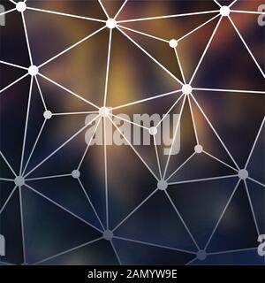 Verbindungen - Molekulare, Global, Business Network Design mit verschwommenen Hintergrund Transparent geometrische Mesh-Abbildung in bearbeitbaren Vektorformat Stock Vektor