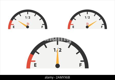 Kraftstoffanzeige. Benzinanzeigen eingestellt. Kraftstoffanzeige. Vektor Stock Vektor