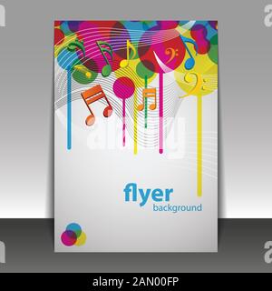 Abstrakte farbenfrohe Moderne Musik oder Party Flyer oder Buch für kreatives Design Vorlage mit Noten - Abbildung in bearbeitbaren Vektorformat Stock Vektor