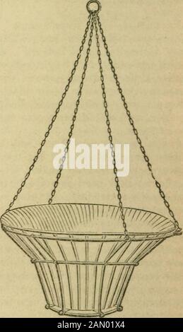 Gartenarbeit für Damen, und, Begleitung zum Blumengarten . verschiedene Wege; einige sollen so aufpegeln, als ob sie auf dem Boden stehen, und andere auf Sockeln. Erstere sind im Allgemeinen mit gebogenen Eisenstücken konstruiert, die mit scharfen Spitzen für die Unterhaltung des Bodens, wie den Prongs von Afork, beworfen werden; Und diese werden so platziert, dass sie einen Kreis bilden, mit Drähten für Steiganlagen, die darüber hinaus verlängert werden, sympathischen Hartriesen eines Korbes. Die Plantmüssen in der Mitte einen Drahtrahmen nach oben und die Drähte nach unten zu den gebogenen Eisenstückchen, die den Rand des Korbs bilden, eingewiesen werden. Die Baske Stockfoto
