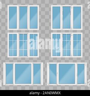 Satz PVC-Kunststofffenster Stock Vektor