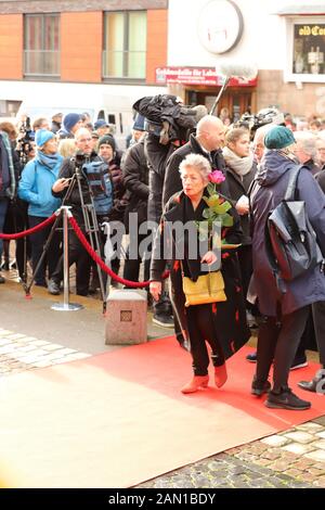 Brigitte Janner, Hajo Gies, Trauerfeier für Jan Fedder, St. Michaelis, Englische Planke, Hamburg, 14.01.2020 Stockfoto