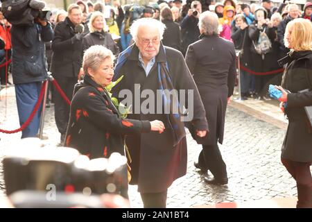 Brigitte Janner, Hajo Gies, Trauerfeier für Jan Fedder, St. Michaelis, Englische Planke, Hamburg, 14.01.2020 Stockfoto