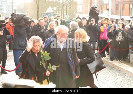 Brigitte Janner, Hajo Gies, Trauerfeier für Jan Fedder, St. Michaelis, Englische Planke, Hamburg, 14.01.2020 Stockfoto