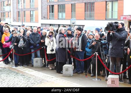 Claude Oliver Rudolph, Trauerfeier für Jan Fedder, St. Michaelis, Englische Planke, Hamburg, 14.01.2020 Stockfoto