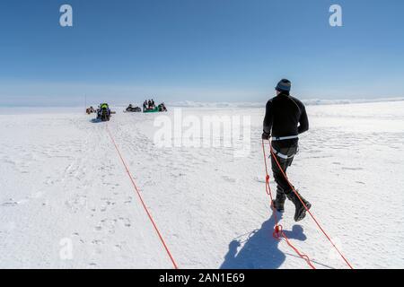 Die Glaziologische Gesellschaft Frühlingsexpedition, der Vatnajokull-Gletscher, Island Stockfoto