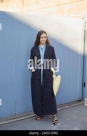 Mailand, ITALIEN - 11. JANUAR 2019: Erika Boldrin vor Marni Modenschau, Milan Fashion Week Street Style Stockfoto