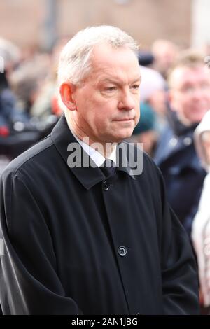 Lutz Marmor, Trauerfeier für Jan Fedder, St. Michaelis, Englische Planke, Hamburg, 14.01.2020 Stockfoto