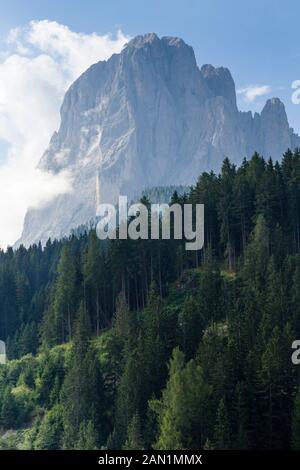 Berge gesehen vom Col Raiser Bereich der Dolomiten, Val Gardena/Gröden, in der Nähe von Santa Cristina / St. Christina in Groeden, Südtirol, Italien Stockfoto