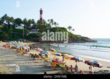 Kovalam, Kelara/ Indien: Einer der schönsten Strände Indiens: Der Kovalam-Strand Stockfoto