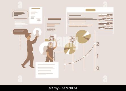 Präsentation der Projektvorführversion der Software mit dem Plan. Stock Vektor