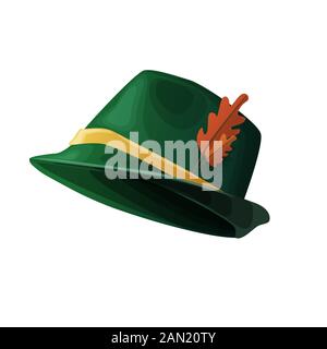 Oktoberfest-Grüner Hut mit Herbstlaub. Stock Vektor