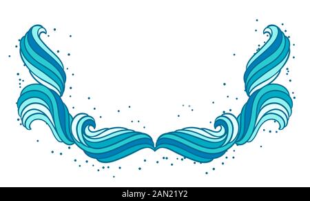 Dekorative Rahmen von Wellen. Hintergrund mit Blick auf das Meer, den Fluss oder Wasser locken. Stock Vektor