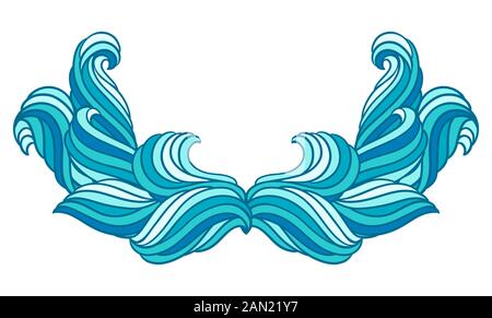 Dekorative Rahmen von Wellen. Hintergrund mit Blick auf das Meer, den Fluss oder Wasser locken. Stock Vektor