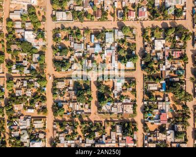 Luftaufnahme von Matola, Vorort von Maputo, Mosambik Stockfoto