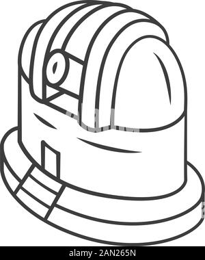 Lineares Symbol des Observatoriums. Astronomische Beobachtungen. Astronomische klimatologische Untersuchungen. Sternenhimmel-Analyse. Dünne Linie. Kontursymbol. Stock Vektor