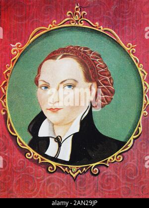 Katharina von Bora, 29. Januar 1499 - 20. Dezember 1552, nach ihrer Hochzeit Katharina Luther, auch als die Lutherin bezeichnet, war die Frau von Martin Luther, / Katharina von Bora, 29. Januar 1499 - 20. Dezember 1552, nach ihrer Hochzeit war Katharina Luther, auch als die Lutherin bezeichnet, die Frau von Martin Luther, historisch, digital verbesserte Wiedergabe eines Originals aus dem 19. Jahrhundert / Digitale Reproduktion einer Originalanlage aus dem 19. Jahrhunderts Stockfoto